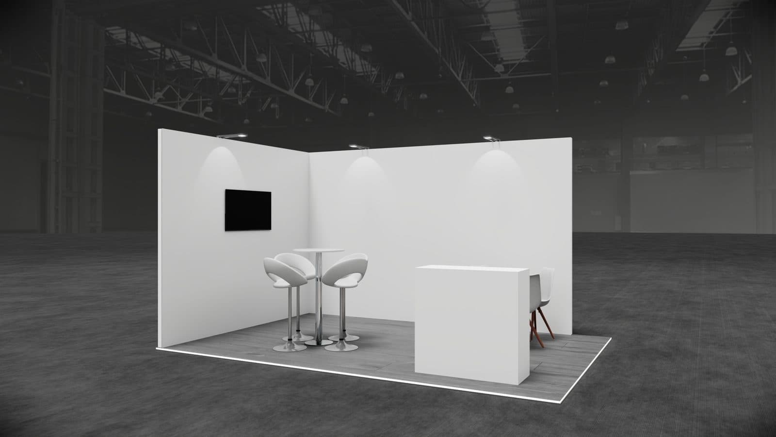 READY 4×3 m stand, perspectief van buiten