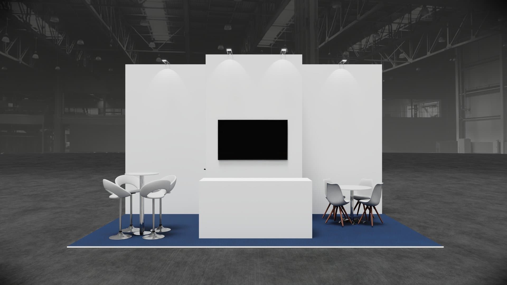 Beursstand 6 × 4 m (STEADY-pakket) 3D-render
